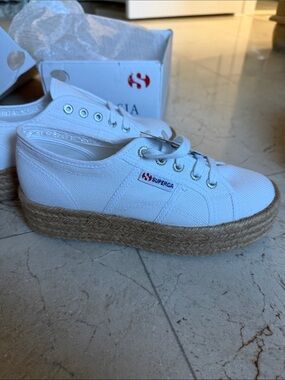 Superga White Canvas Espadrille Sneakers